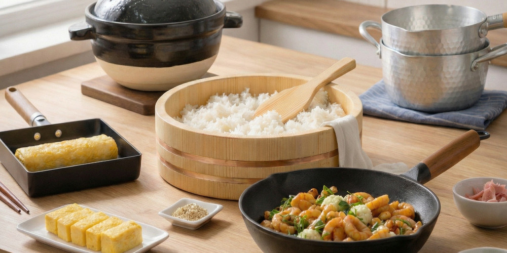 Traditional Japanese Cookware – Hangiri, Tamagoyaki Pan, Wok & Donabe