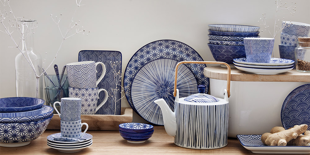 TOKYO design studio Expresso Set in Decorative Gift Box 6 Persons 18 Pieces Nippon Blue Porcelain Crockery Set 