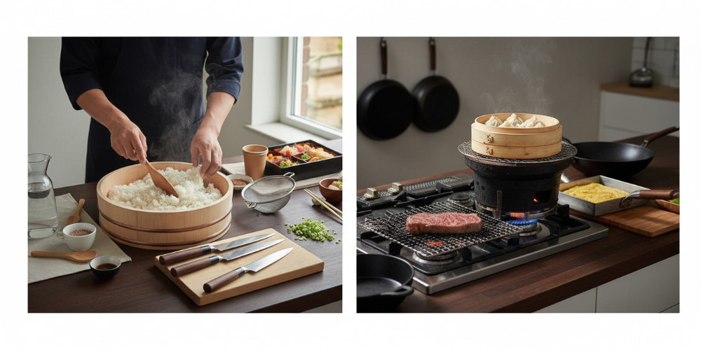 Kitchen table with kitchenware