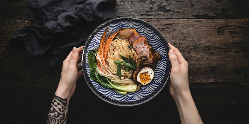 Asian bowl with noodle dish