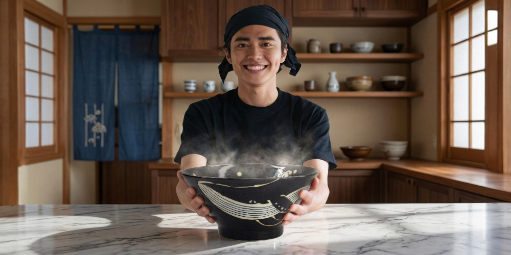 Kawaii Black Whale Bowl