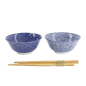 Preview: Tayo Bowl Set Nippon Blue Dots & Waves, Porcelain, 500 ml, Item No. 16041
