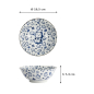 Preview: Ramen Bowl Kawaii Lucky Cat Neko Blue, White, Porcelain, 1 L, Item No. 16125