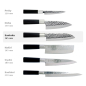 Preview: Santoku Knife (all-purpose knife) Sekiryu, Stainless steel, Hammered finish, blade 16.5 cm, handle in ABS plastic, Item No. 16600