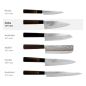 Preview: Deba-Messer (Fischmesser) Sekiryu, Rostfreier Edelstahl, Gehämmert, Klinge 15 cm, Griff aus Holz, Art.-Nr. 16608