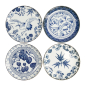 Preview: Plate Set Flora Japonica Blue, White in a gift box, 4pcs, Porcelain, Ø 16 cm, Item No. 16851