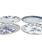 Preview: Plate Set Flora Japonica Blue, White in a gift box, 4pcs, Porcelain, Ø 16 cm, Item No. 16851