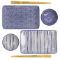 Preview: Sushi-Set Nippon Blue Lines-Dots Weiß, 6-tlg., Porzellan, Art.-Nr. 17991