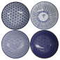 Preview: Ramen Bowl Set Nippon Blue, 4pcs, Porcelain, Ø 21 × 7.8 cm, 1 L, Item No. 18357