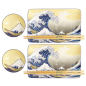 Preview: Sushi Set Kawaii Hokusai Blue, White, 6pcs, Porcelain, Item No. 21679