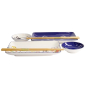 Preview: Sushi Set Kawaii Lucky Cat White, Blue, 6pcs, Porcelain, Item No. 21691