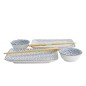 Preview: TDS, Sushi Set, Kotobuki, w/Chopsticks, Kikko, 4pcs, 20.5x13.2x2.2cm & 9.3x3.2cm (120ml), Item No. 22046