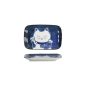 Preview: Rechteckiger Teller Kawaii Cat Neko F Blau/Wei&szlig;, Porzellan, 16,3 &times; 10,2 cm