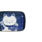 Preview: Rechteckiger Teller Kawaii Cat Neko F Blau/Weiß, Porzellan, 16,3 × 10,2 cm, Art.-Nr. 33501