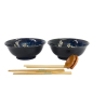 Preview: Ramen Bowl Gift set Cobalt Blue Sakura, Porcelain, Ø 20.5 × 8 cm, 1.2 L, Item No. 33937