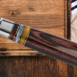 Preview: Nakiri Knife (vegetable knife), VG-10 Damascus steel, blade 18.5 cm, handle in Pakka wood with 3 coloured acrylic rings, in a Magnetic box, Item No. 0789