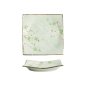 Preview: Square Plate Green Cosmos, Stoneware, 17.5 &times; 17.5 &times; 2.2 cm