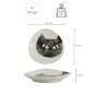 Preview: Plate Neko Maruke White, Black, Porcelain, 13.7 × 13 × 2.5 cm, Item No. 18978