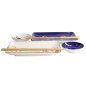 Preview: Sushi-Set Kawaii Lucky Cat Weiß/Blau, 6-tlg., Porzellan, Art.-Nr. 21691