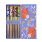Preview: Chopstick Set Lucky Cat/Carp Red, Blue, 5 pairs, Bamboo, Item No. 33454