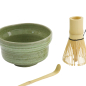 Preview: TDS, Matcha Bowl Giftset , 3-piece set, 12.5x7.2cm, Yomogi Green, Item No. 34060