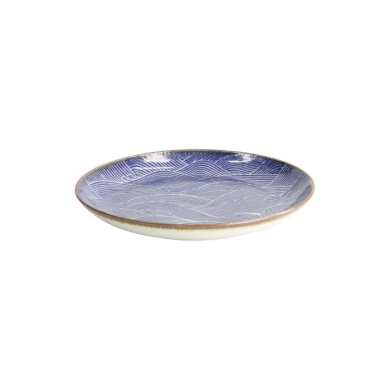 Teller Seigaiha Blau/Braun, Porzellan, Ø 21,5 cm, Art.-Nr. 14209