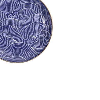 Teller Seigaiha Blau/Braun, Porzellan, Ø 21,5 cm, Art.-Nr. 14209