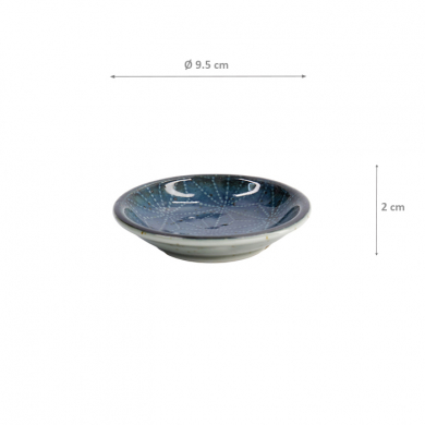 Sauce Dish Kamon Blue, Porcelain, &Oslash; 9.5 &times; 2 cm, Item No. 14357