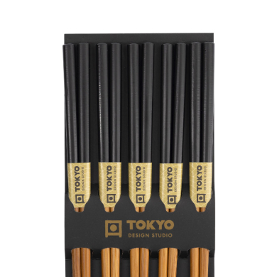 TDS, Chopstick Set, Bamboo Black, 5 pair, Item No. 14461