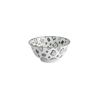 Rice Bowl Kawaii Lucky Cat Neko Black, Porcelain, 500 ml, Item No. 15426