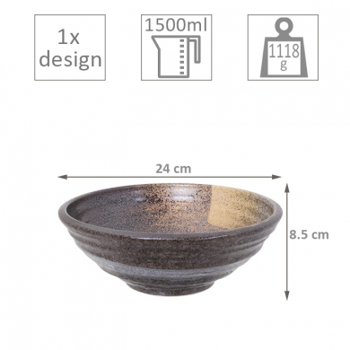 Minoyaki Brush Mix Bowl 24x8.5cm 1500ml Bowl at Tokyo Design Studio (picture 3 of 3)