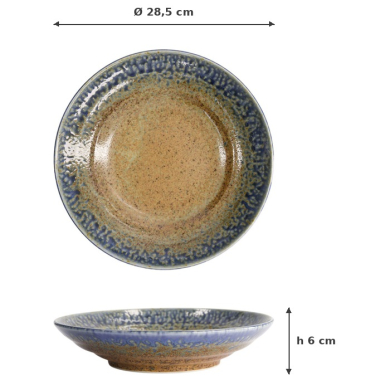 Tiefer Teller Mino Yaki Blau/Braun, Steinzeug, Ø 28,5 cm, 1,3 L, Art.-Nr. 15453