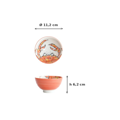 Bowl Seafood Krabbe Red, Porcelain, 300 ml, Item No. 15479