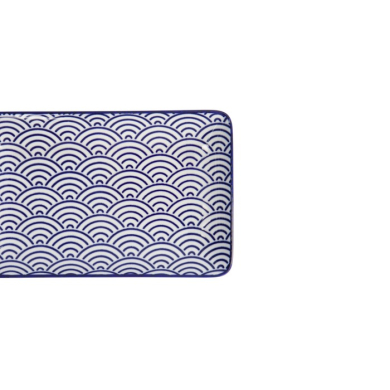Sushi Plate Nippon Blue Waves, White, Porcelain, 21 × 13.5 cm, Item No. 15607