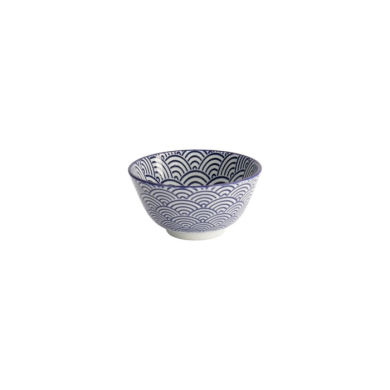 Rice Bowl Nippon Blue Waves, Porcelain, 300 ml, Item No. 16000