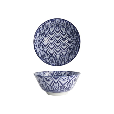 Tayo Bowl Nippon Blue Waves, Porcelain, 500 ml