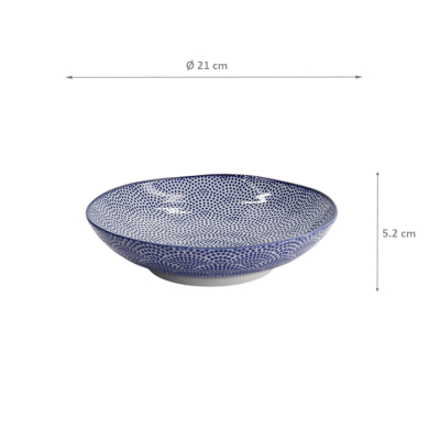 TDS, Pasta-Teller, Nippon Blue, Dots, Ø 21 x 5,2 cm - Art Nr. 16028