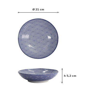 Pasta Plate Nippon Blue Dots, Porcelain, Ø 21 cm, Item No. 16028