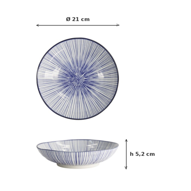 Pastateller Nippon Blue Lines, Porzellan, Ø 21 cm, Art.-Nr. 16030