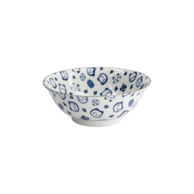Ramen Bowl Kawaii Lucky Cat Neko Blue, White, Porcelain, 1 L, Item No. 16125