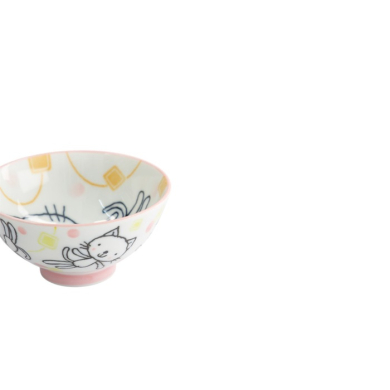 Rice Bowl Kawaii Gochisosama Katze Neko Pink, Porcelain, Ø 10.5 cm, Item No. 16296