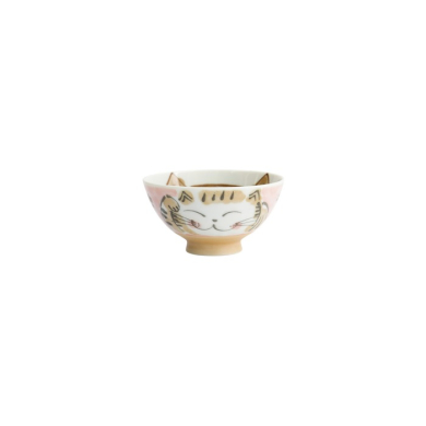 Rice Bowl Fuku Cat Neko Kawaii Pink, Porcelain, 300 ml, Item No. 16297