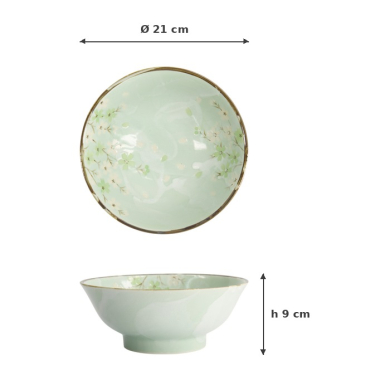 Noodle Bowl Green Cosmos, Stoneware, 1.3 L, Item No. 16504