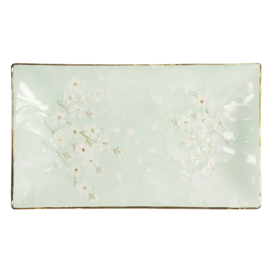 TDS, Plate, Green Cosmos, 35x19x2.2cm, Item No. 16508