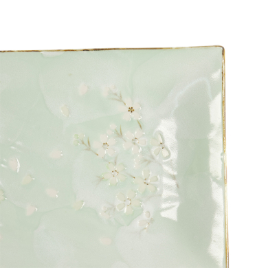 TDS, Plate, Green Cosmos, 35x19x2.2cm, Item No. 16508