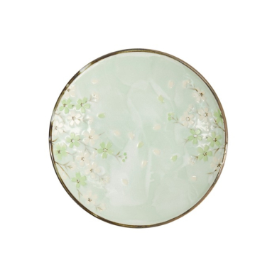 Plate Green Cosmos, Stoneware, Ø 22.7 cm, Item No. 16509