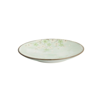 Plate Green Cosmos, Stoneware, Ø 22.7 cm, Item No. 16509