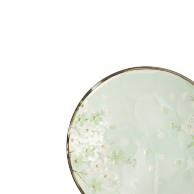 Plate Green Cosmos, Stoneware, Ø 22.7 cm, Item No. 16509