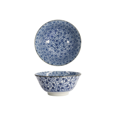 Rice Bowl Hana Blue Mixed Bowls Karakusa, Porcelain, 550 ml