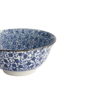 Rice Bowl Hana Blue Mixed Bowls Karakusa, Porcelain, 550 ml, Item No. 16522